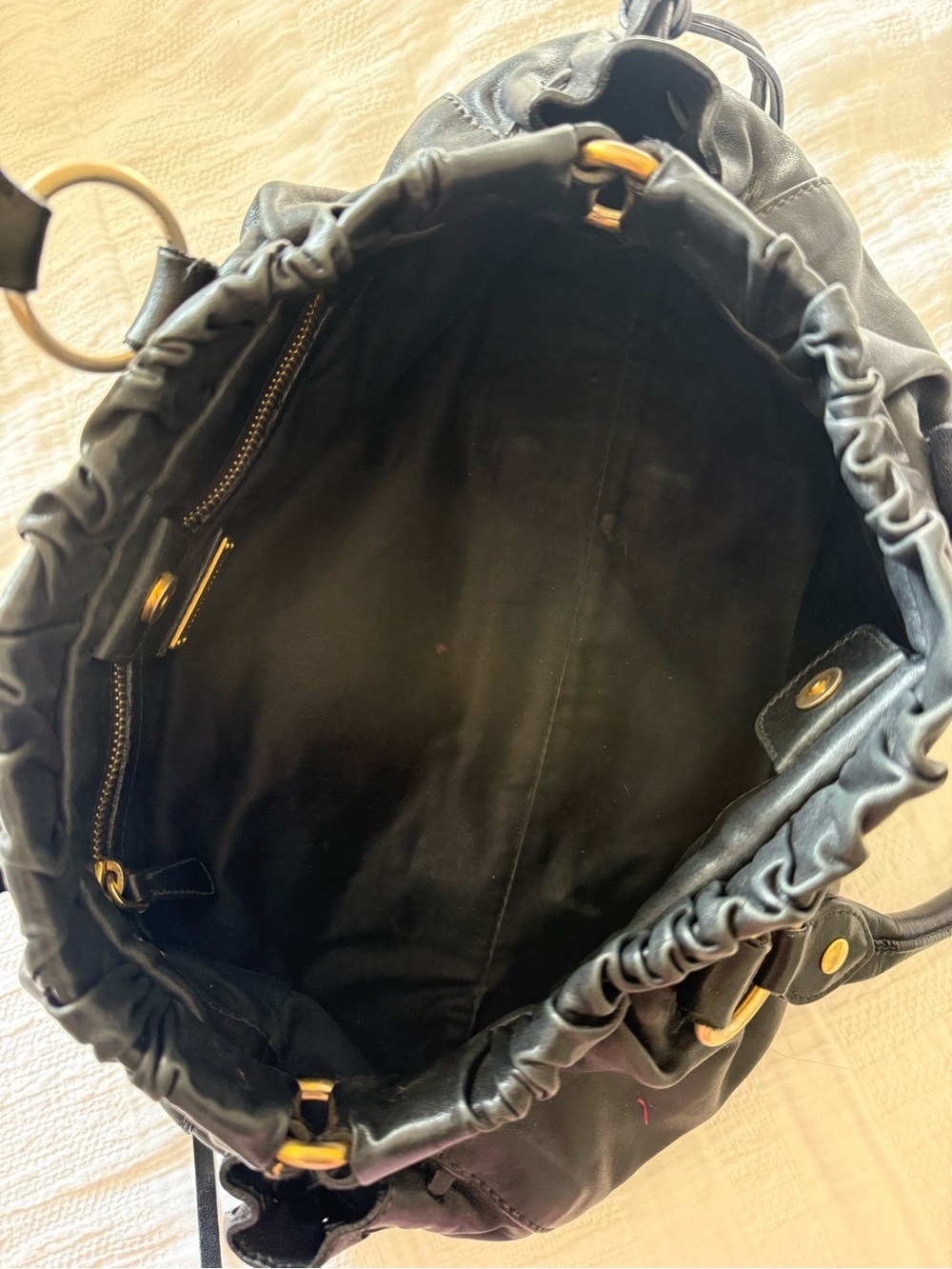Miu Miu Black Leather Shoulder Bag with Gold Hardware - Picture 3 of 6